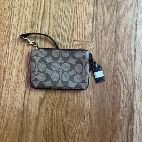 Coach Brown and Cream Signature Wristlet - Picture 2 of 2